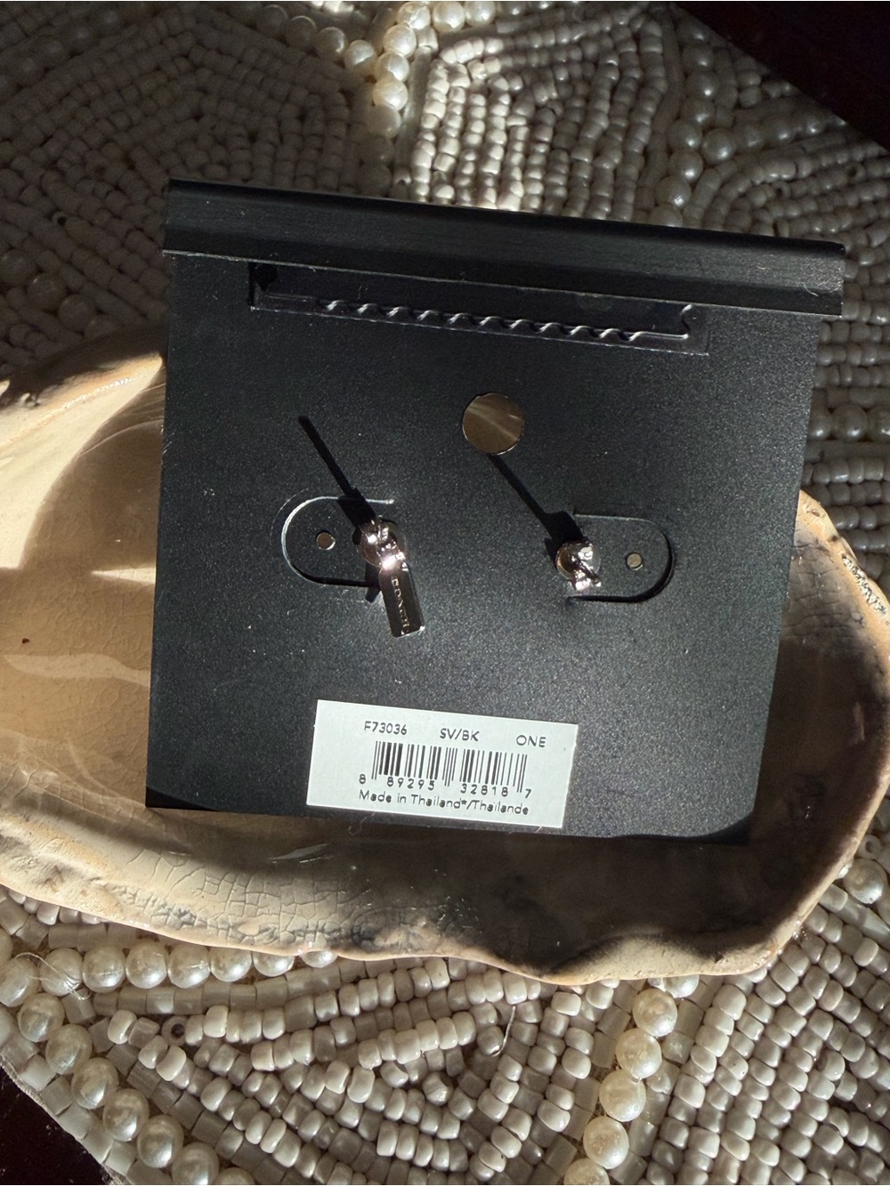 COACH - Grey Crystal Stud Earrings - Silver Tone - Picture 4 of 4